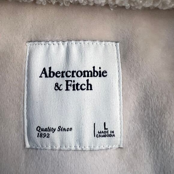 Abercrombie & Fitch Women's Elevated Trim Sherpa Shirt Jacket Off-White Size L - Picture 4 of 16